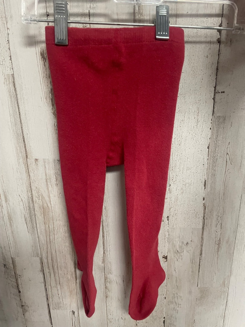 MAROON KNIT FOOTED TIGHTS, GIRL 12M