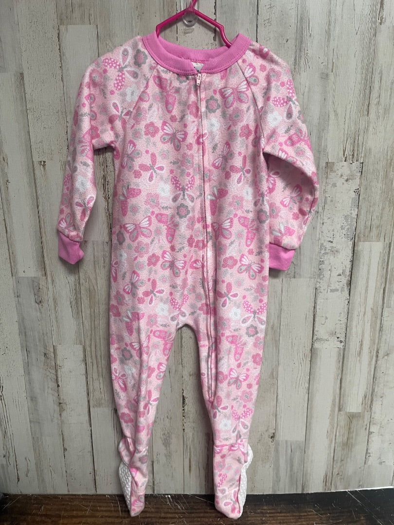 PINK PRINCESS ROSE BUTTERFLY FLEECE SLEEPER, GIRL 24M