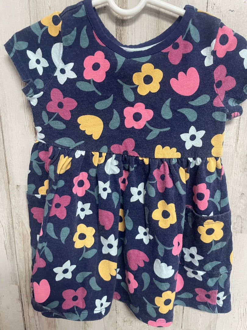 NAVY GARANIMALS FLOWER DRESS, GIRL 18M