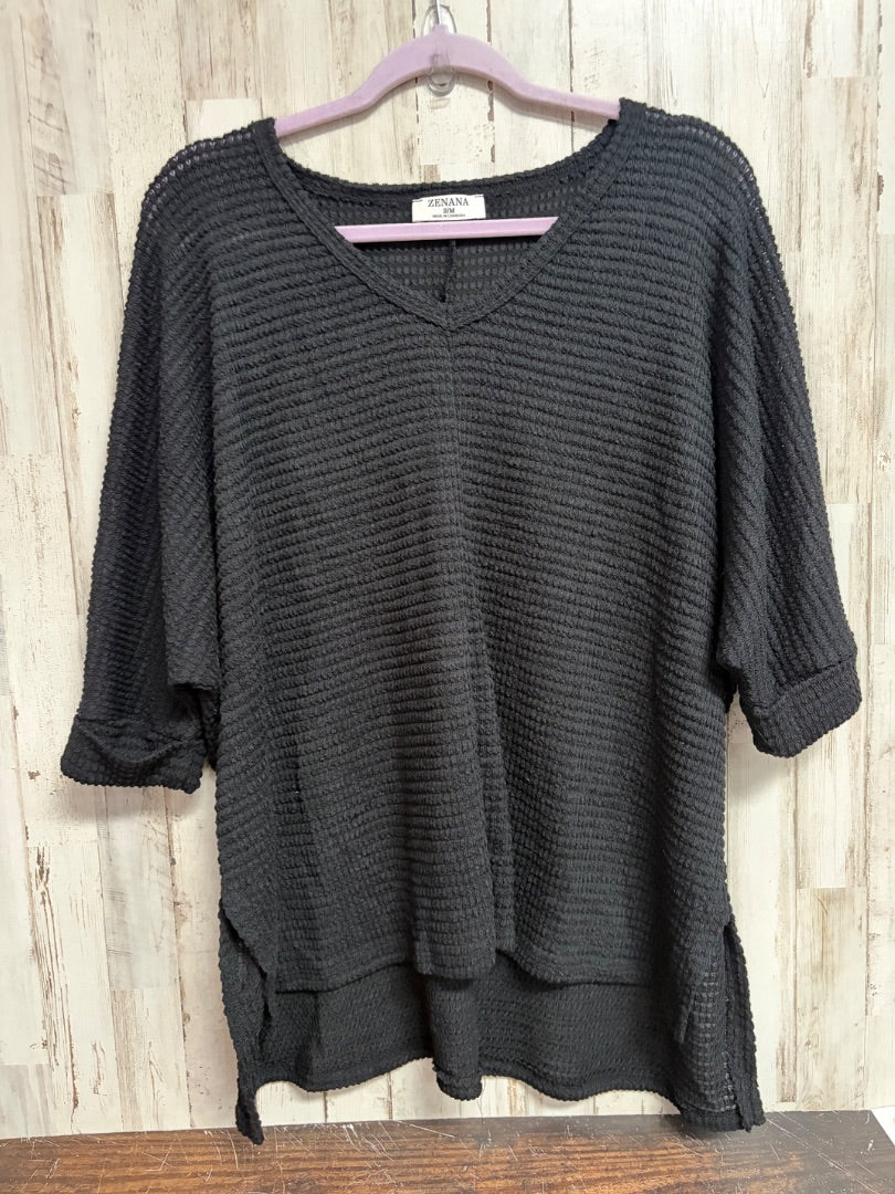 BLACK ZENANA TEXTURED TOP, LADIES S/M