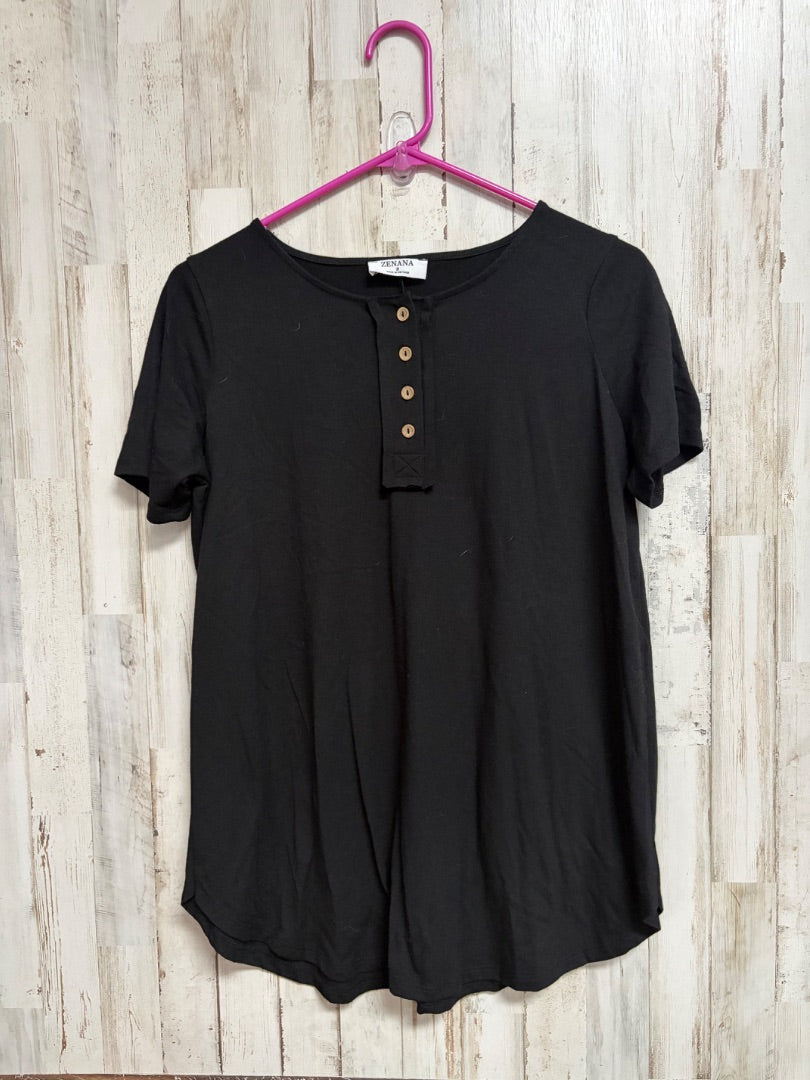 BLACK ZENANA BUTTON TOP, LADIES S