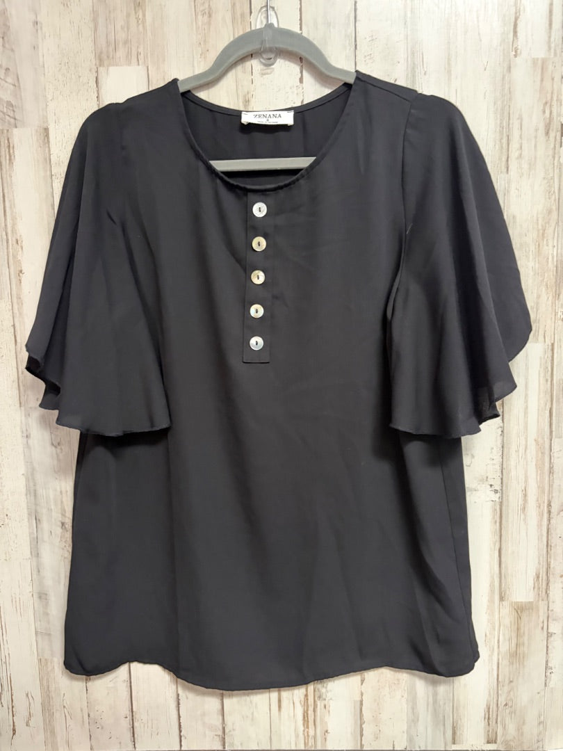 BLACK ZENANA BUTTON TOP, LADIES S