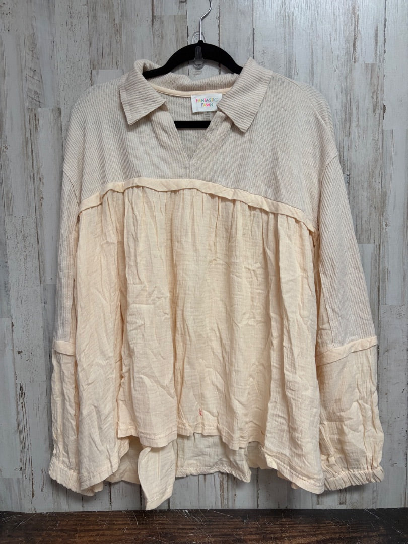 CREAM FANTASTIC FAWN WAFFLE KNIT MUSLIN TOP, LADIES S