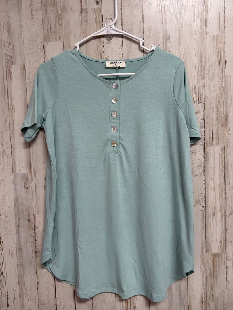 TEAL ZENANA BUTTON TOP, LADIES S