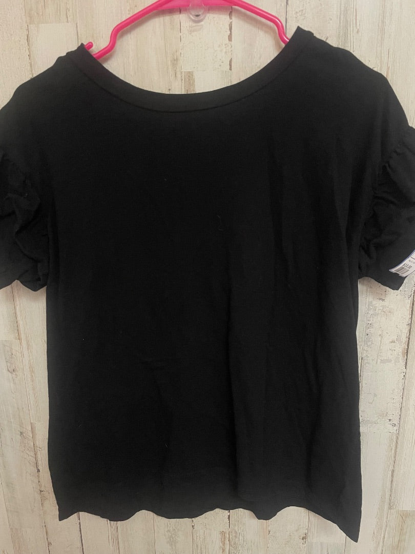 BLACK CROWN & IVY RUFFLE SLEEEV TEE, LADIES S