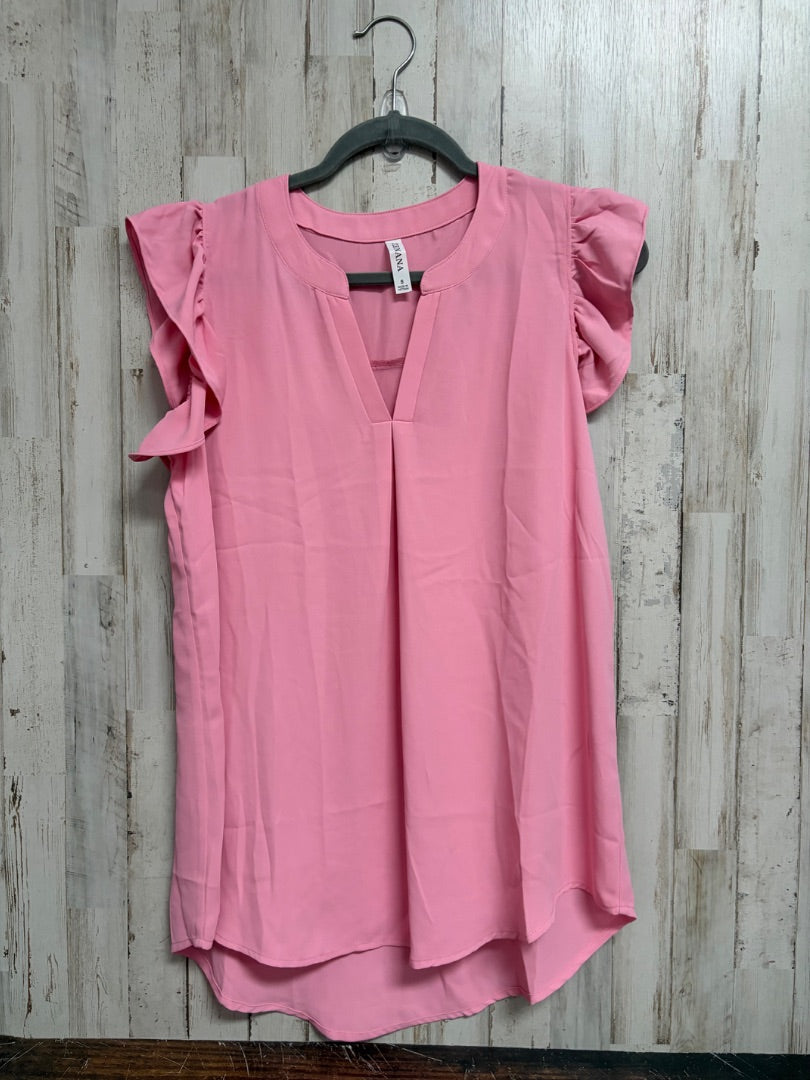 PINK ZENANA SHEER RUFFLE SLEEVE TOP, LADIES S