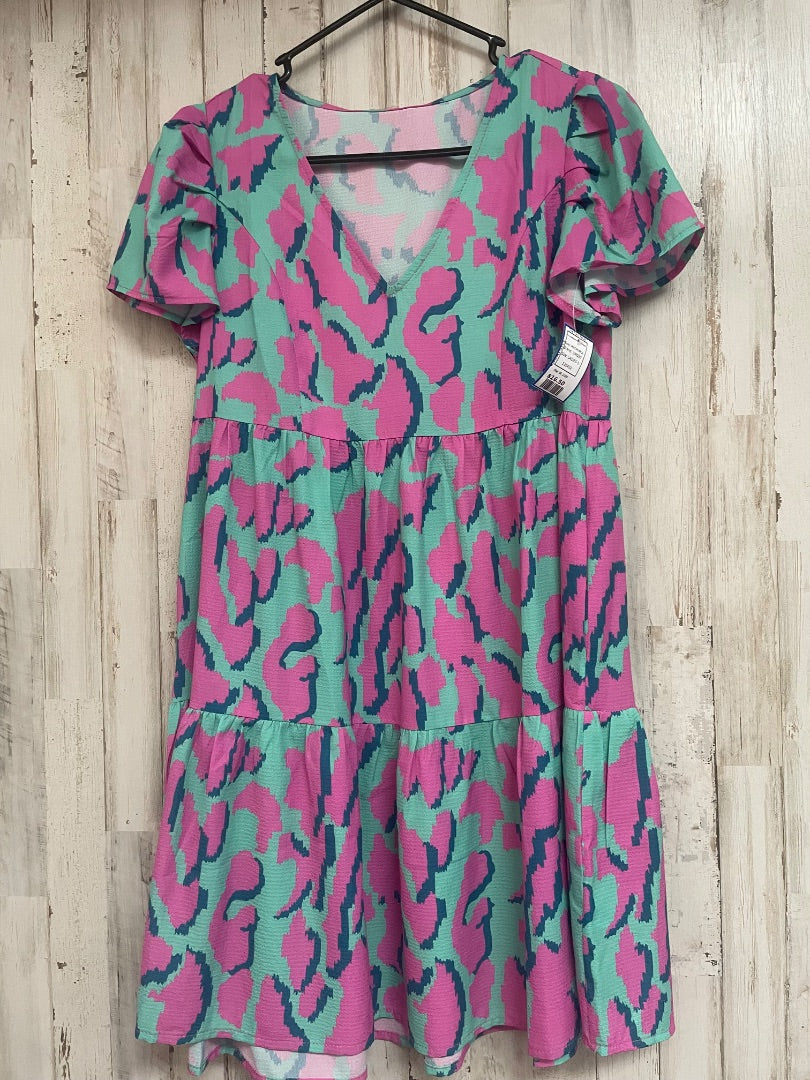 MINT/PURPLE UMGEE NEW LEOPARD SPOTTED TIER DRESS, LADIES S