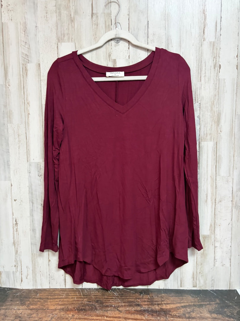 MAROON ZENANA VNECK TOP, LADIES S