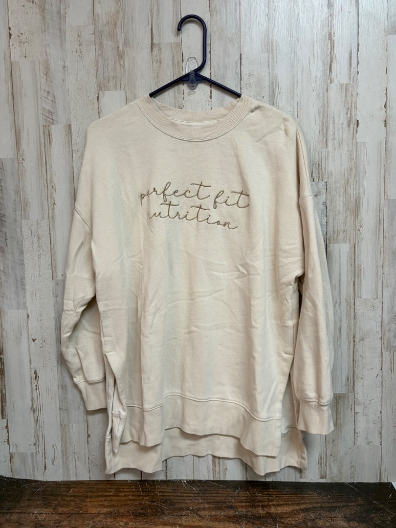 TAN OLD NAVY PERFECT FIT NUTRITION SWEATSHIRT, LADIES M