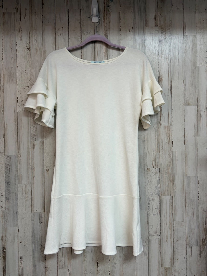 WHITE SHE + SKY PEPLUM DRESS, LADIES S