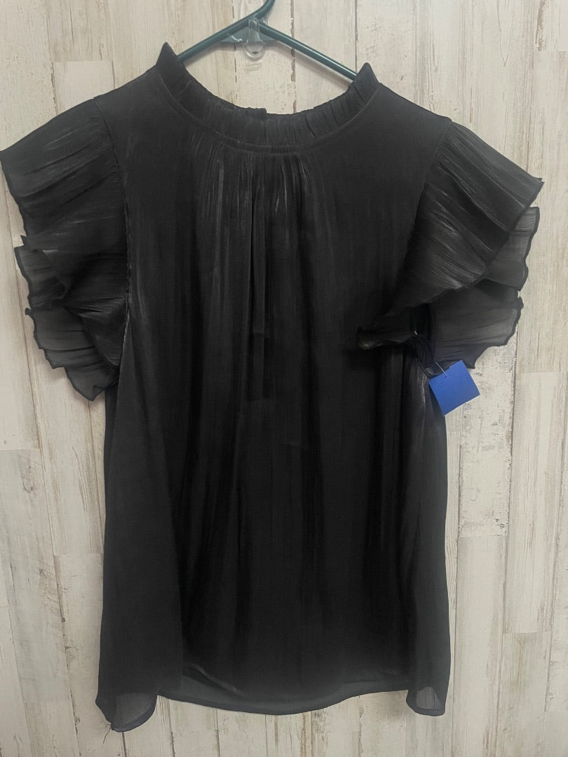 BLACK JODIFL SATIN RUFFLE SLEEVE BLOUSE, LADIES M