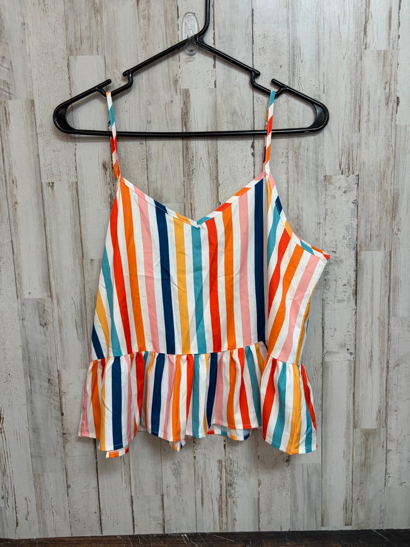 WHITE STRIPE TANK, LADIES L