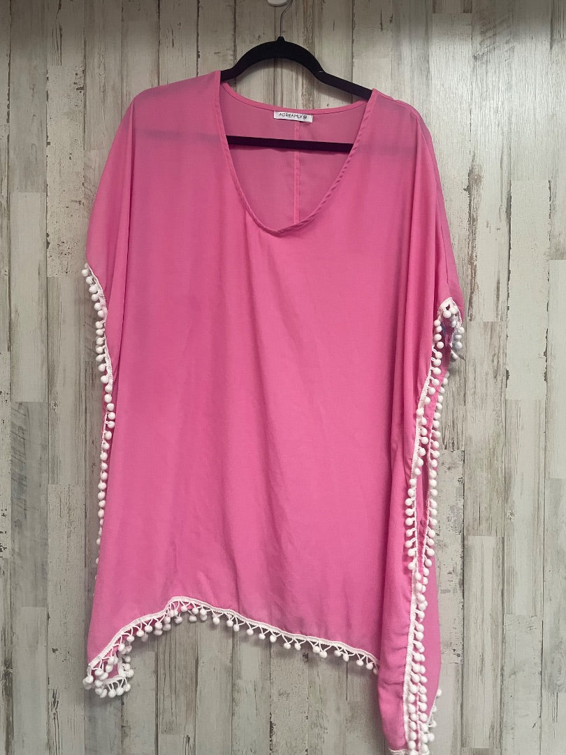 PINK ADREAMLY POM TRIM SWIM COVER, LADIES M