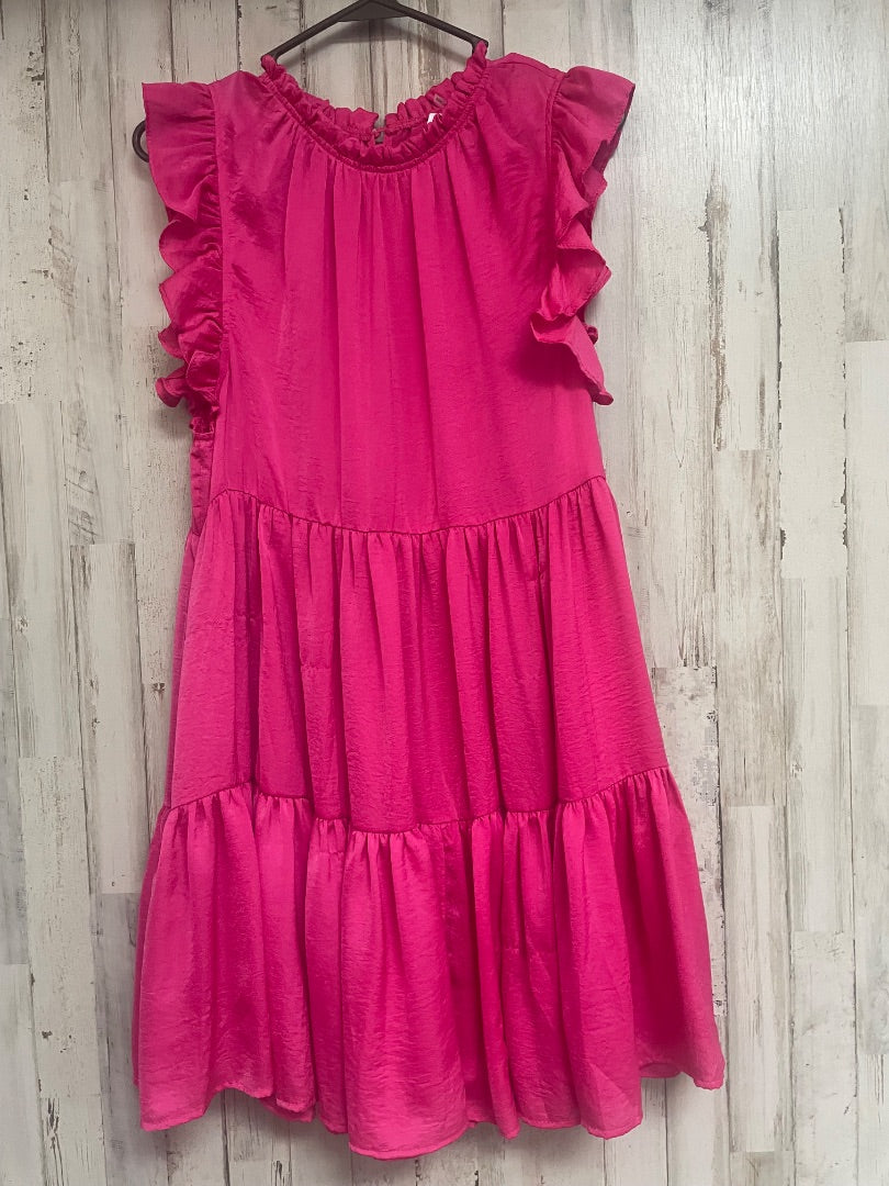 HOT PINK GLAM SATIN TIER DRESS, LADIES M