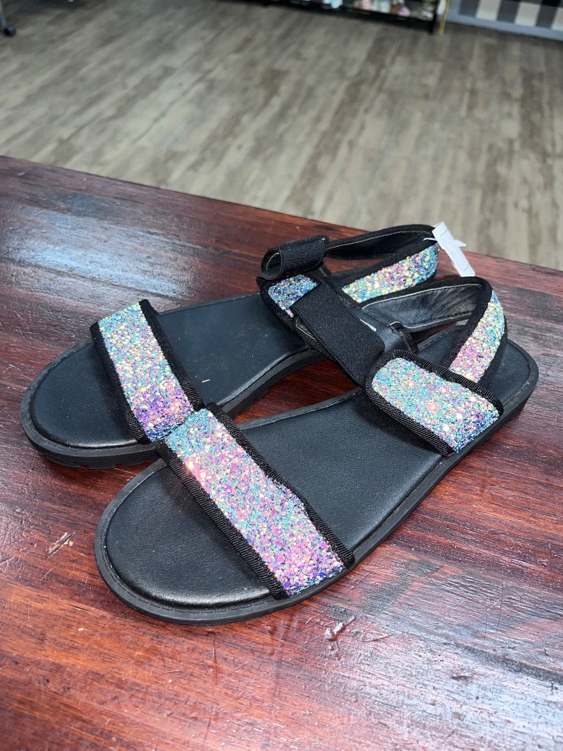 BLACK ROCKET DOG GLITTER STRETCH SANDALS, SHOES A6.5