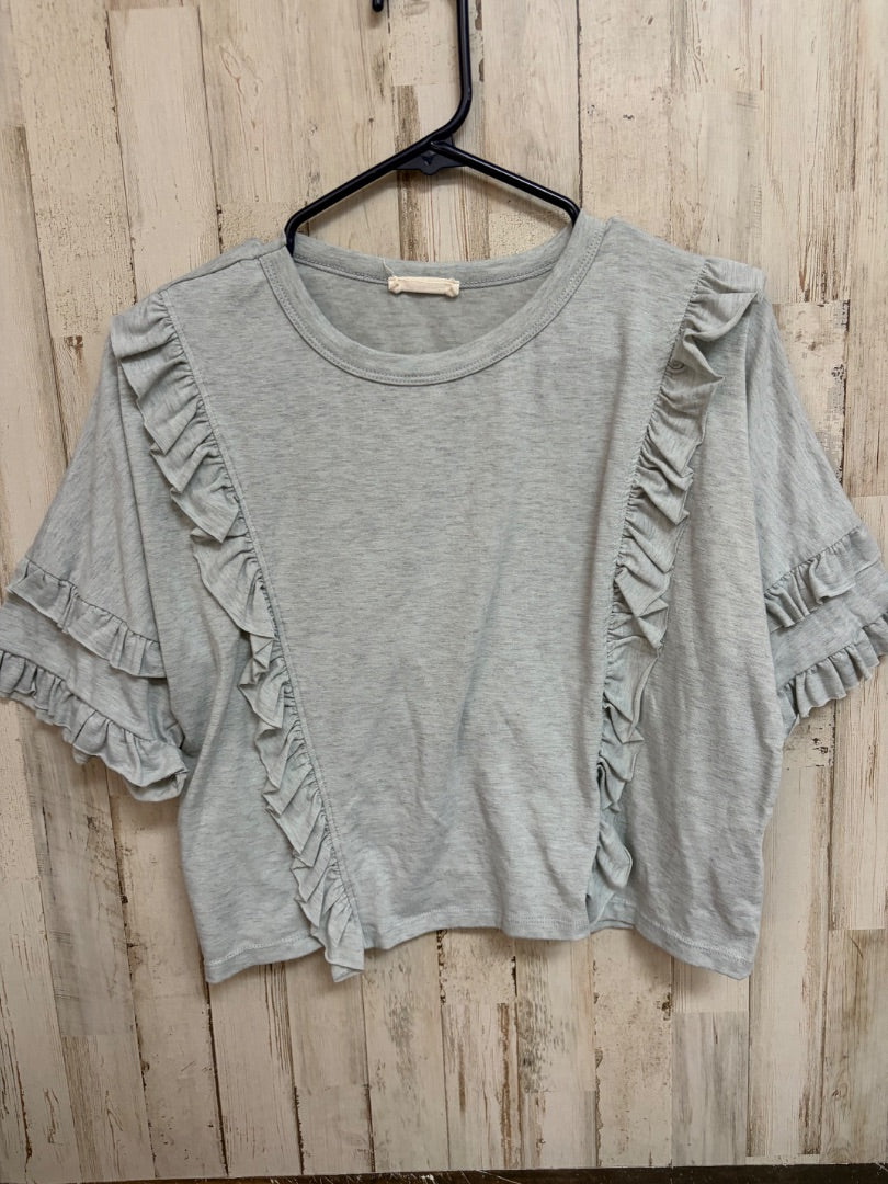 LT GREY STORIA RUFFLE CROP TOP, LADIES S