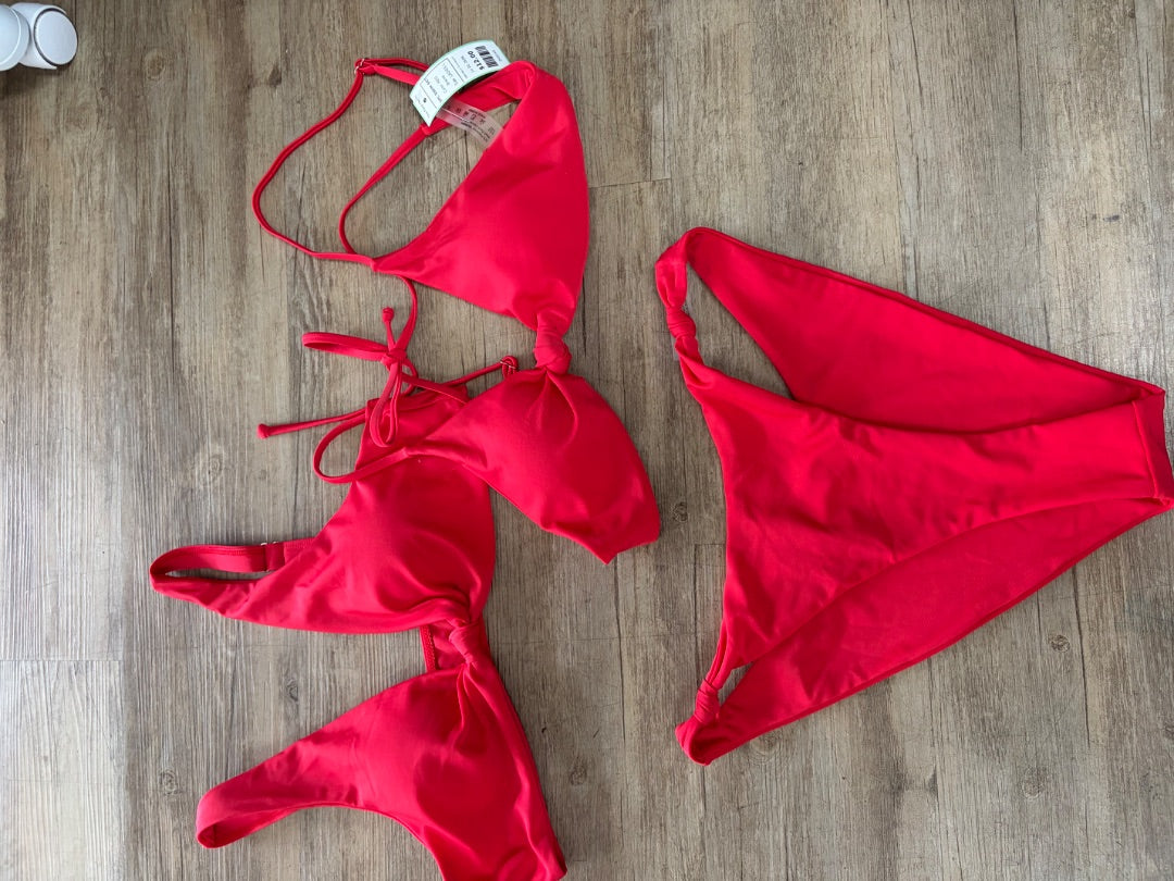 RED 3PC SWIM SET, LADIES L