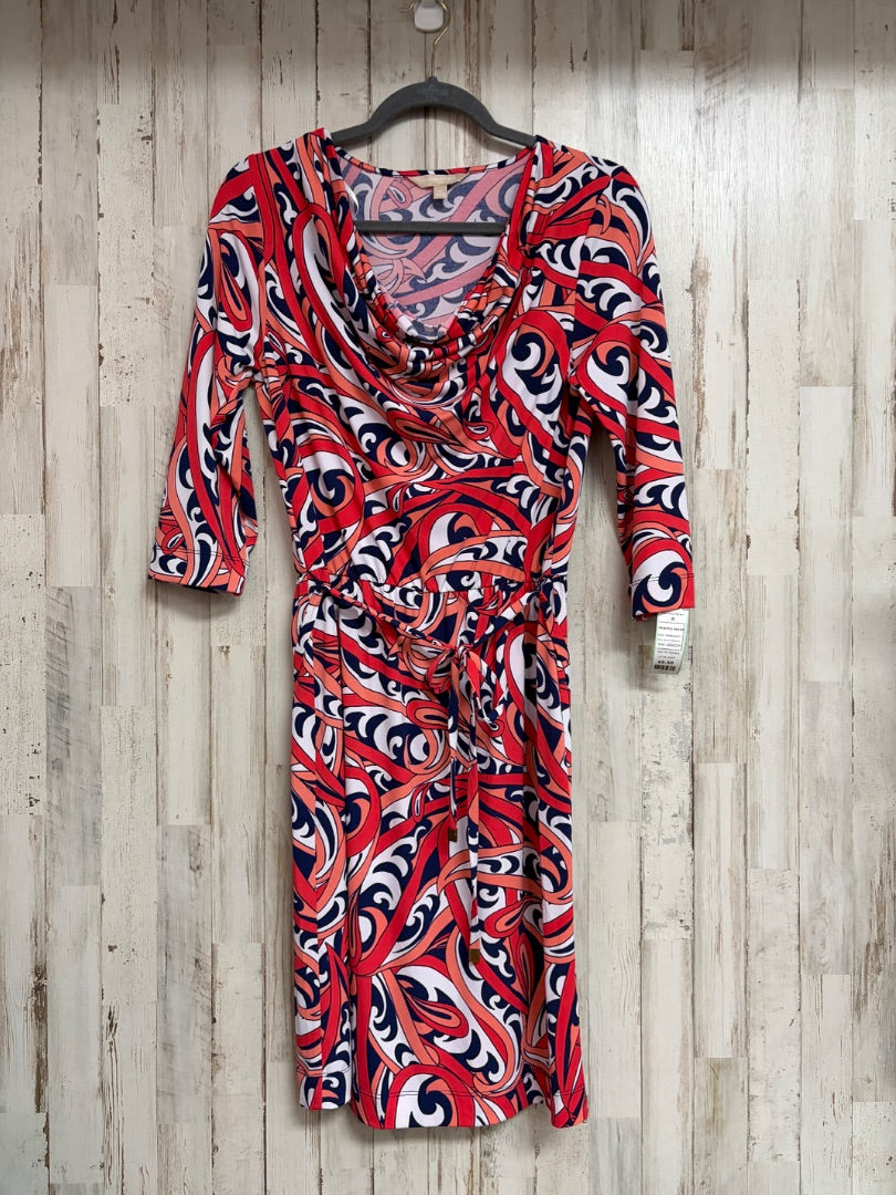 CORAL/NAVY PRINTED DRESS, LADIES M