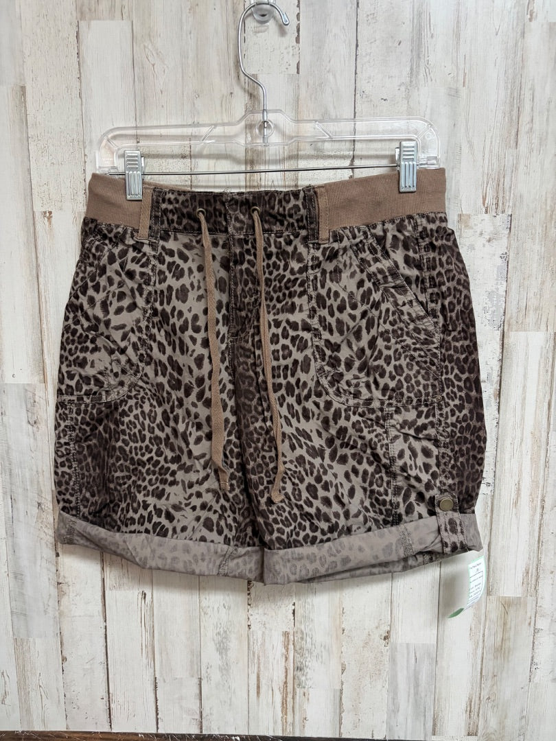 BROWN INTRO SZ6 LEOPARD CUFF SHORTS, LADIES M