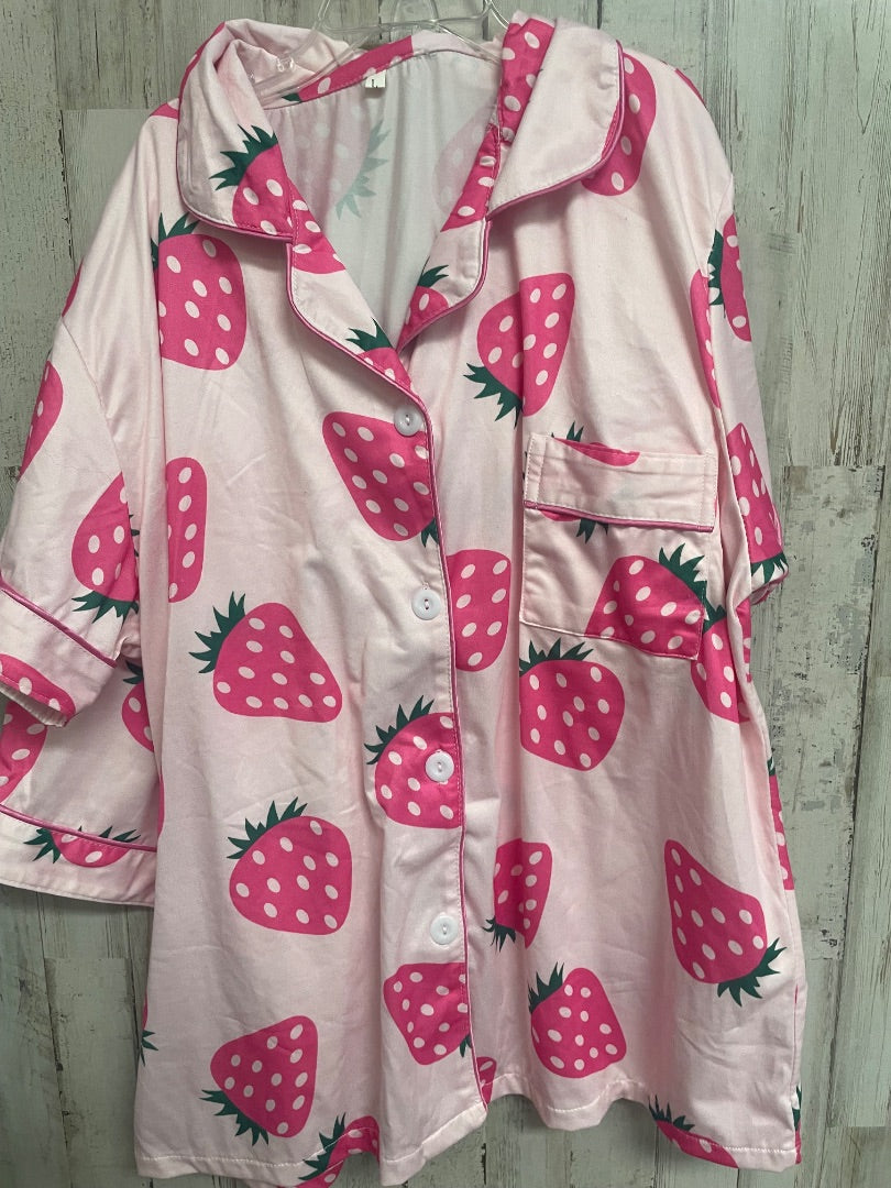 PINK STRAWBERRY 2PC PJ SET, LADIES L