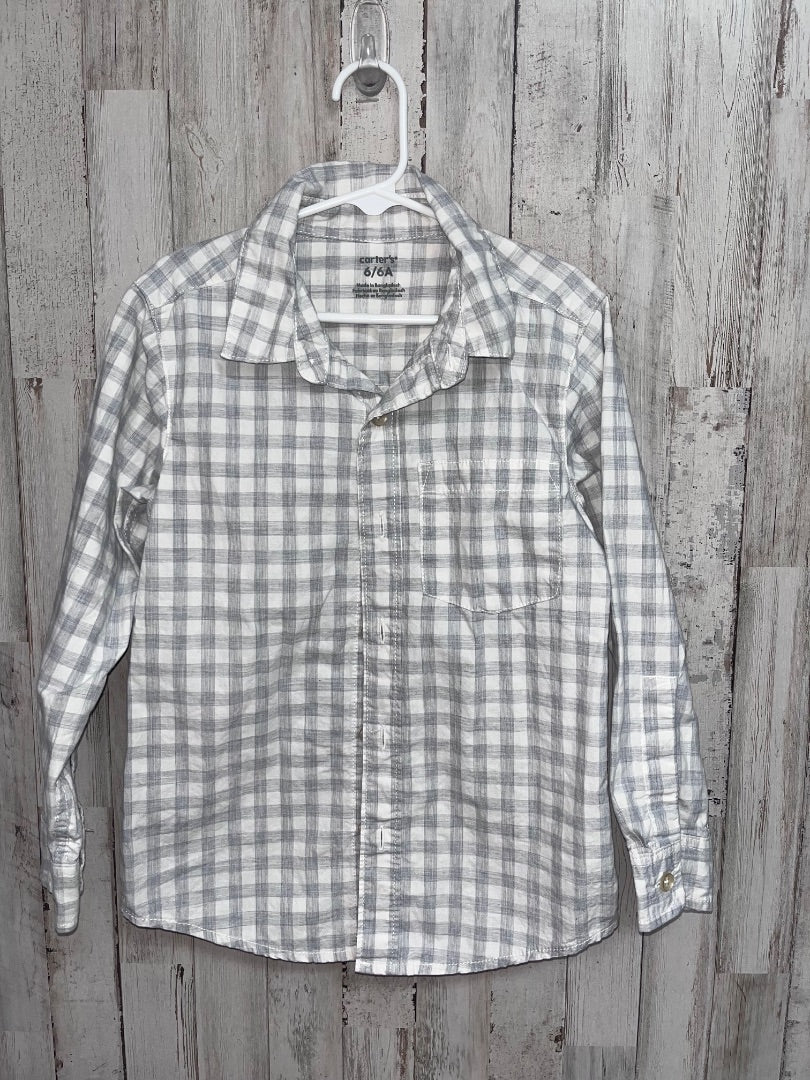 GREY CARTERS GINGHAM PLAID BUTTON UP, BOY 6