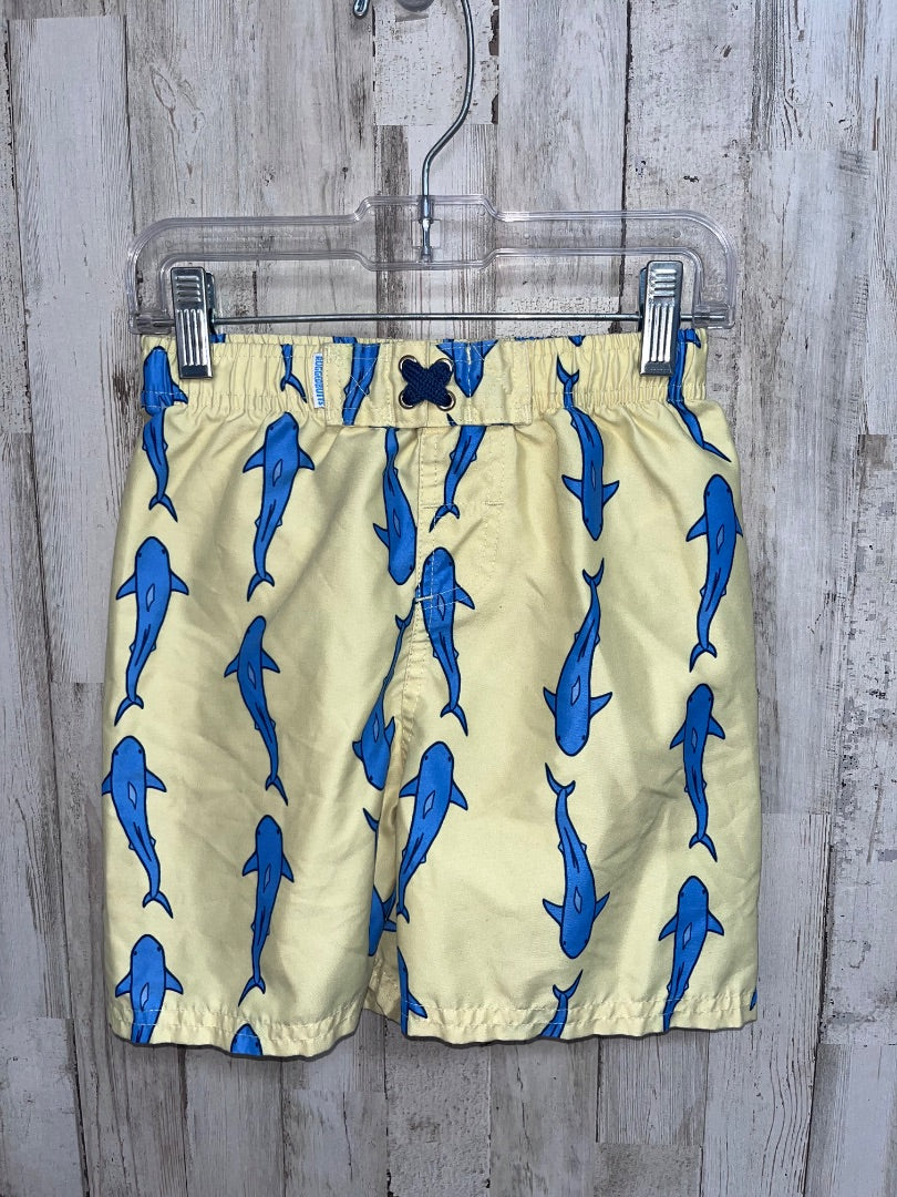 YELLOW RUGGED BUTTS SHARK SWIM SHORTS, BOY 6