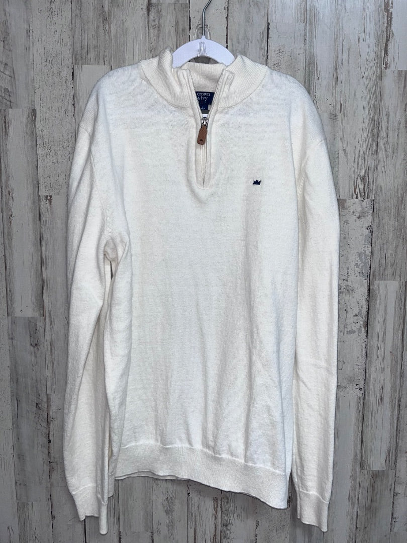 IVORY CROWN & IVY KNIT HALF ZIP PULLOVER, BOY 10/12
