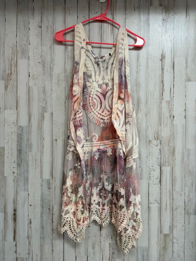 CREAM ORIGAMI EMBROIDERED MESH COVER UP, LADIES L/XL