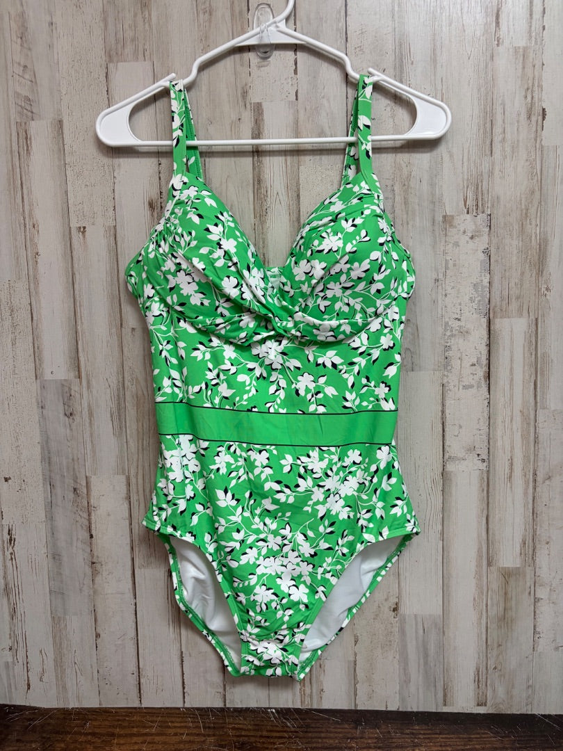 LIME LANDS END SZ10 FLORAL SWIMSUIT, LADIES L