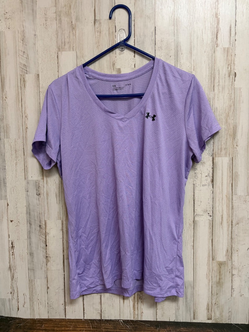 PURPLE UNDER ARMOUR DOTTED LOGO TEE, LADIES L