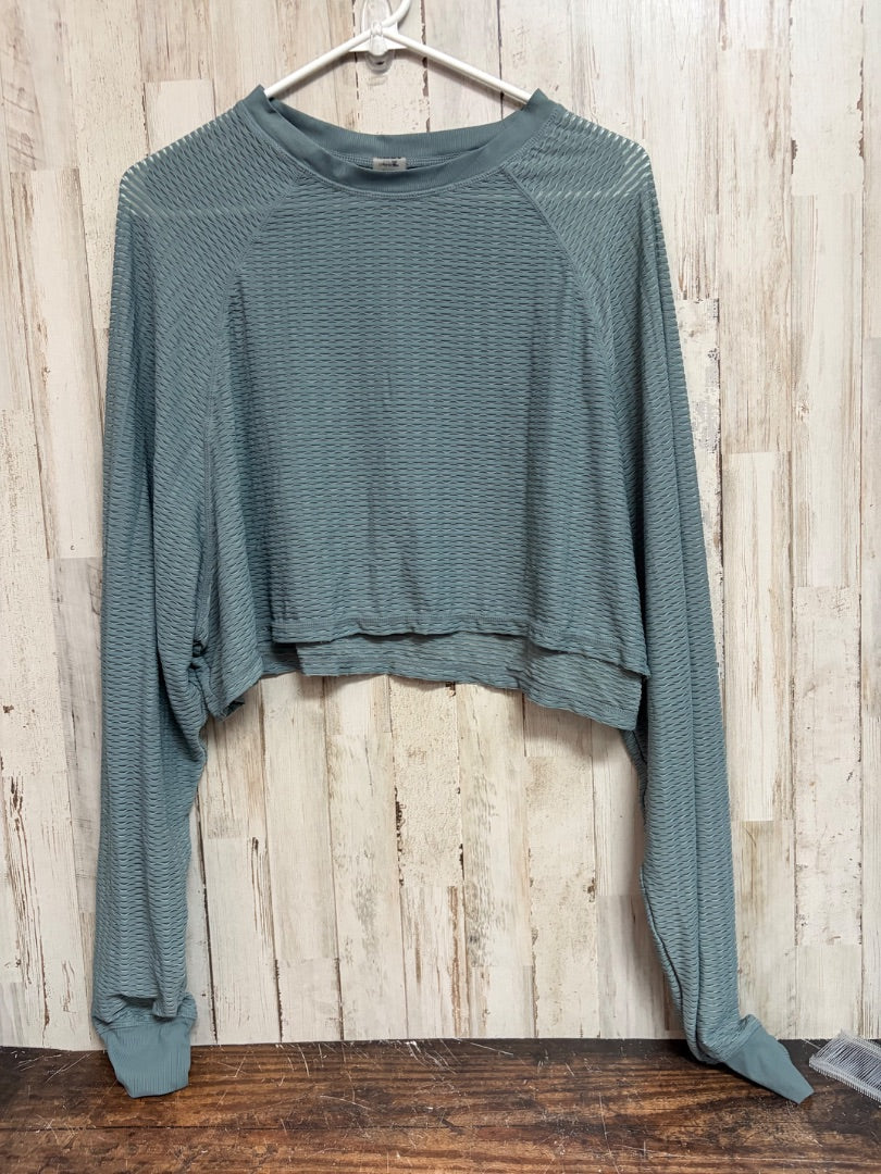 DARK TEAL SHEER CROP TOP, LADIES L