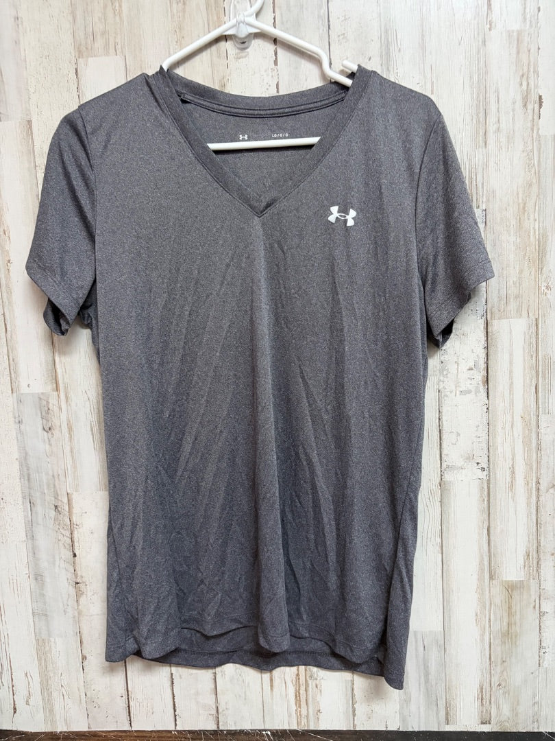 GREY UNDERARMOUR LOGO HEATGEAR TEE, LADIES L