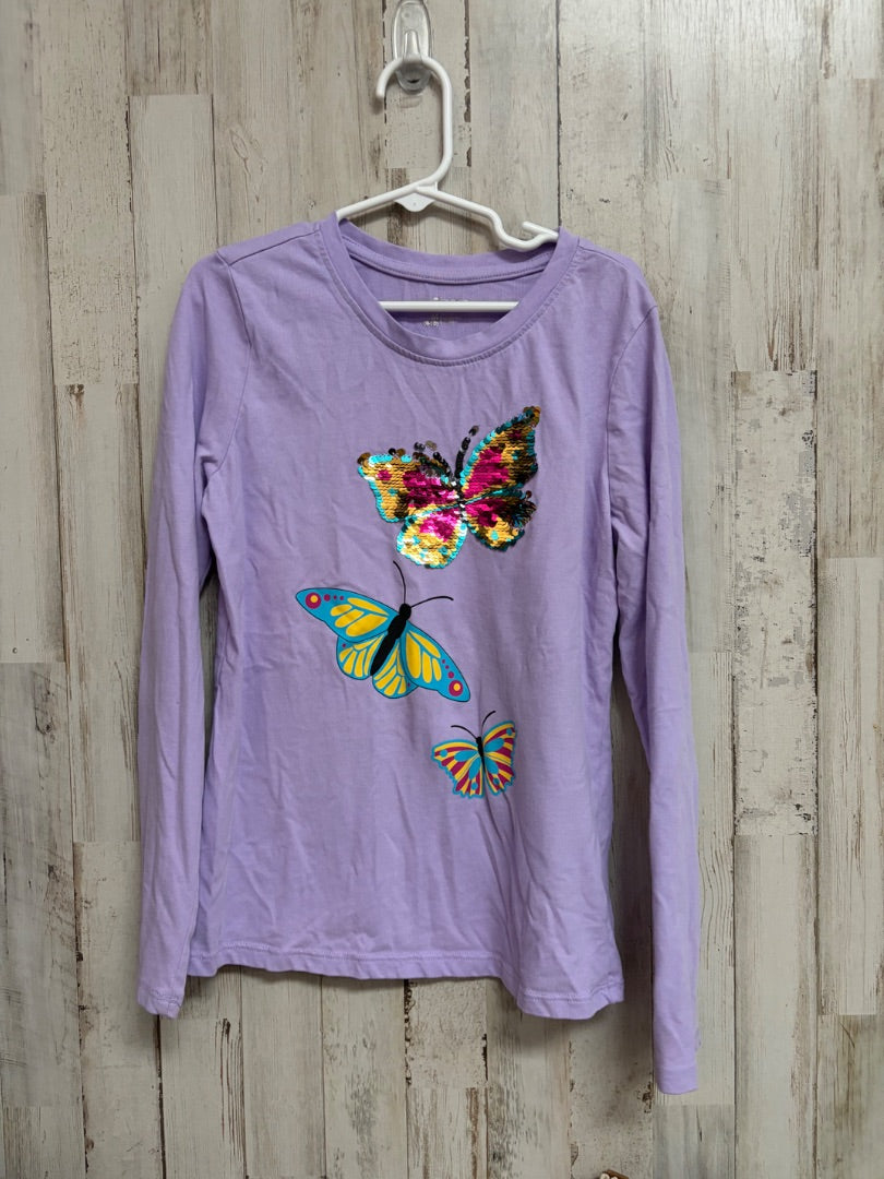 LILAC BUTTERFLY SEQUIN LONGSLEEVE, GIRL 8-10
