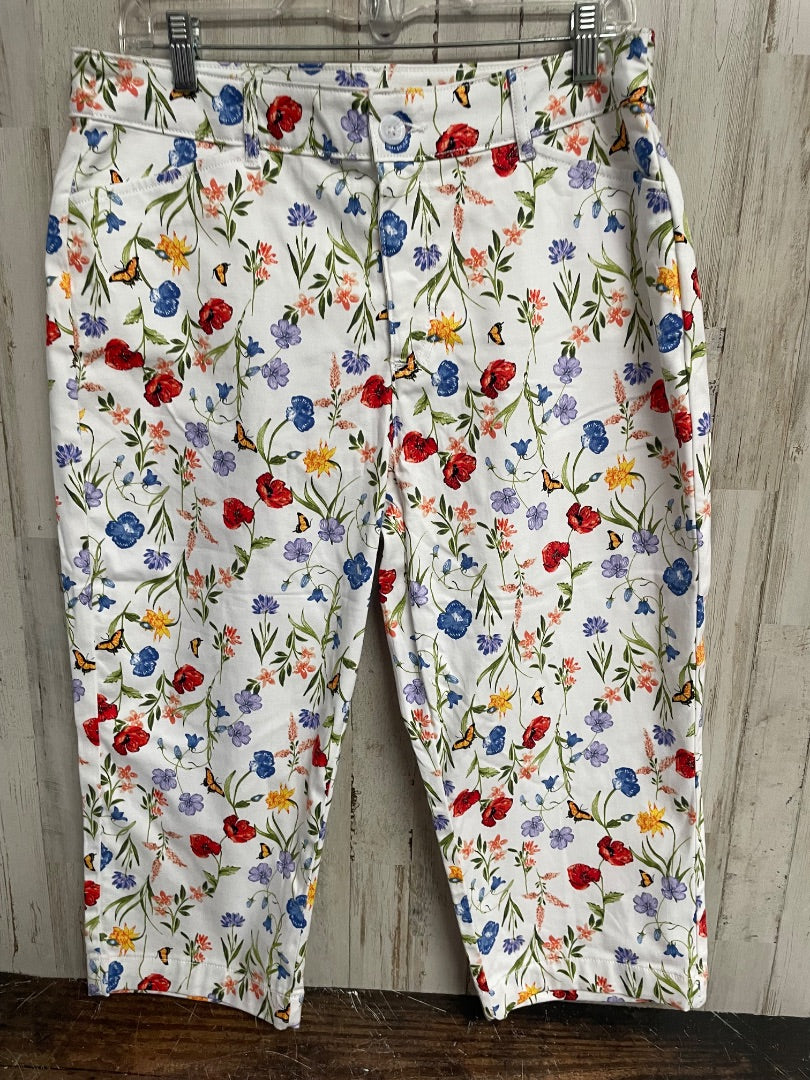 WHITE ST JOHN BAY SZ 12 FLORAL CAPRIS, LADIES L