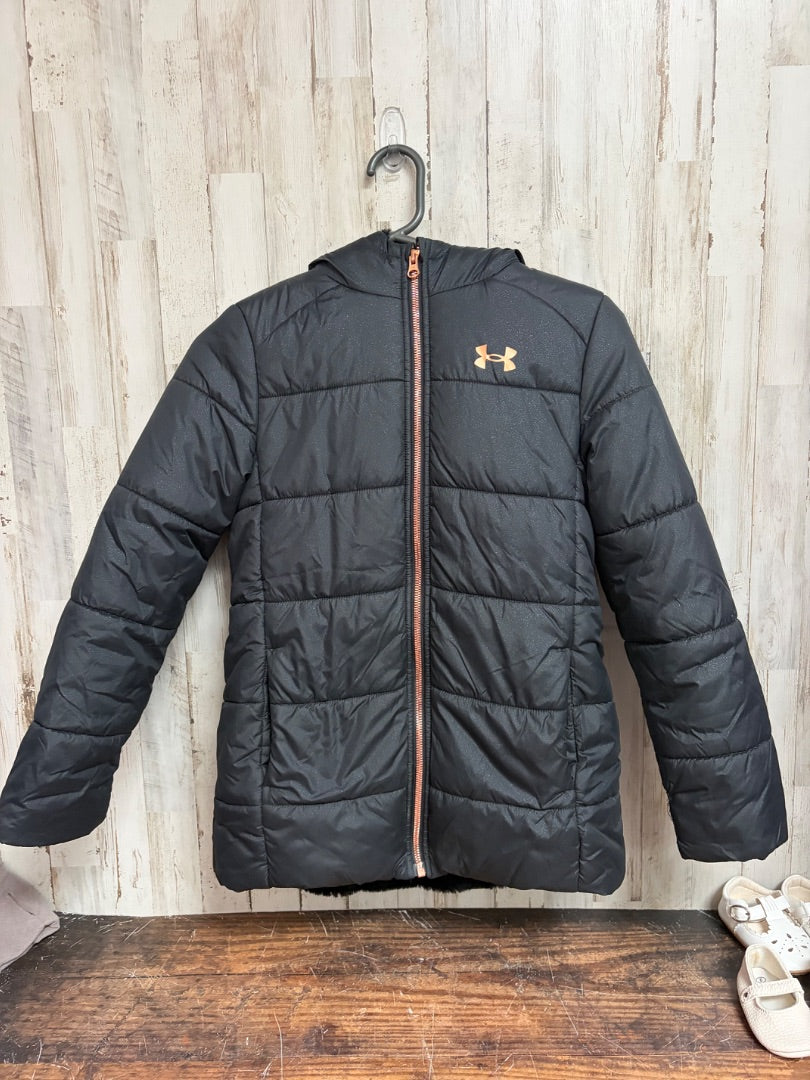 BLACK UNDER ARMOUR LOGO PUFFER JACKET, GIRL 10/12