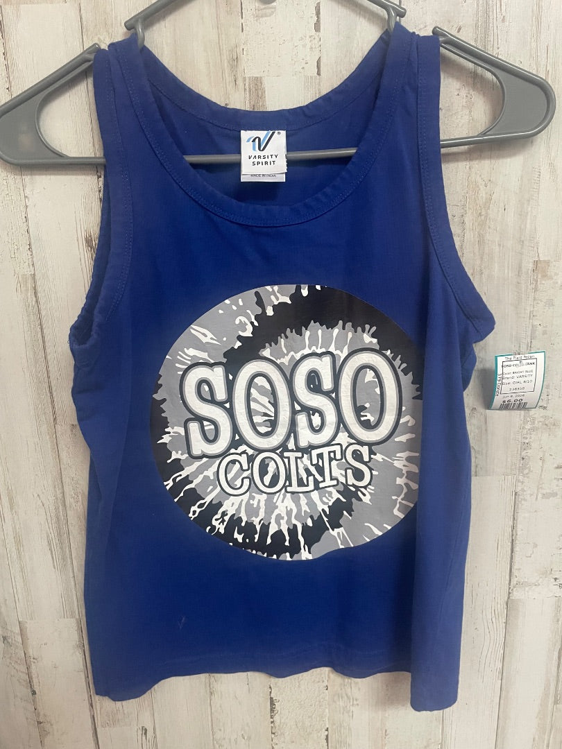 BRIGHT BLUE VARSITY SOSO COLTS TANK, GIRL 8/10