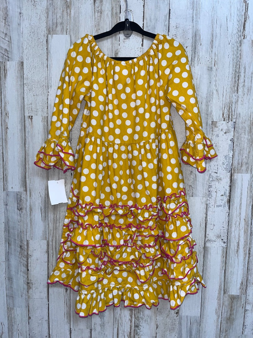 MUSTARD SAGE & LILLY DOTTED RUFFLE BUTTON DRESS, GIRL 5T