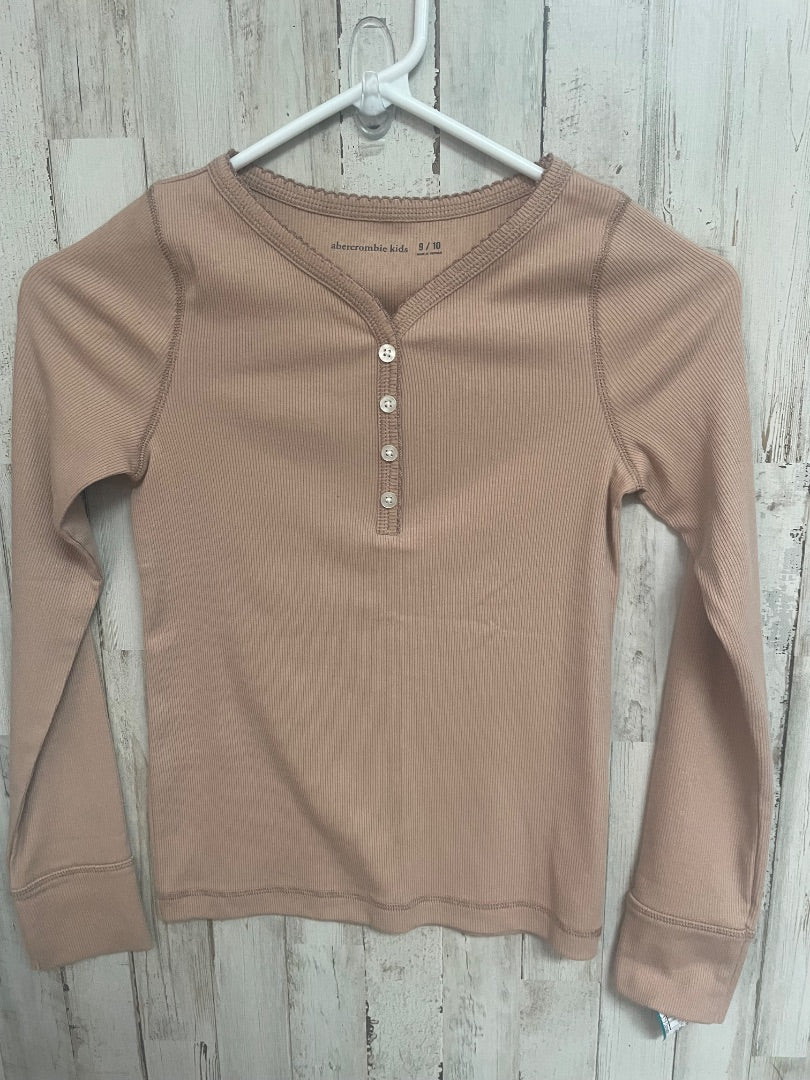 TAN ABERCROMBIE RIBBED BUTTON TEE, GIRL 9/10