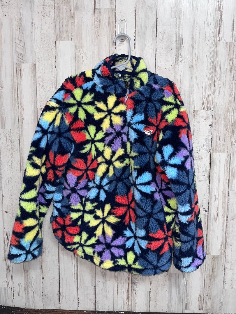 NAVY HURLEY FLOWER PRINT FLEECE PULLOVER, GIRL 7/8