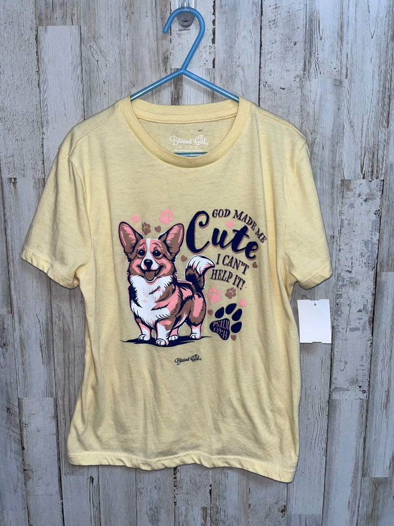 YELLOW BLESSED GIRL GOD MADE ME CUTE TEE, GIRL 7/8