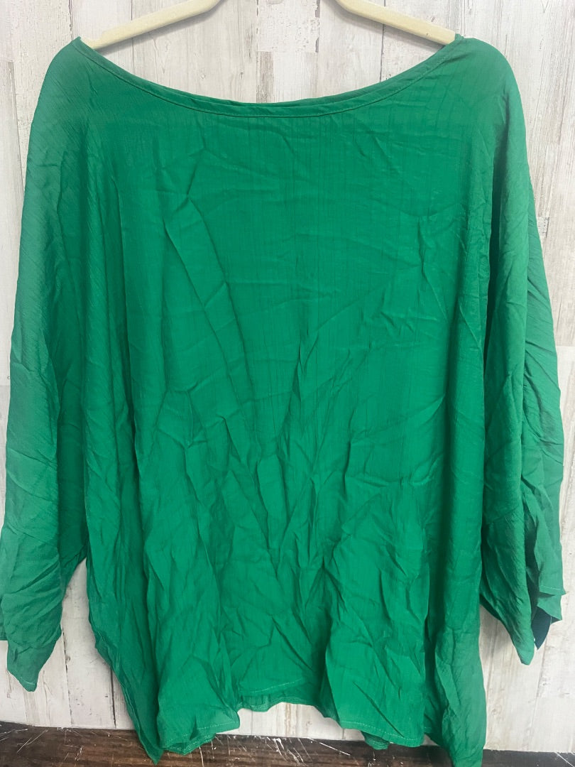 KELLY GREEN SHEIN TEXTURE BLOUSE, LADIES 3X