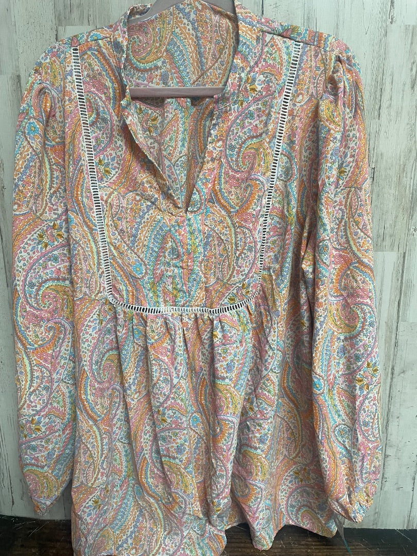 PEACH SHEIN PAISLEY TIER TOP, LADIES 3X