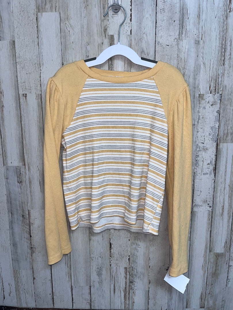 MUSTARD JESSICA SIMPSON STRIPE RIBBED TEE, GIRL 8/10