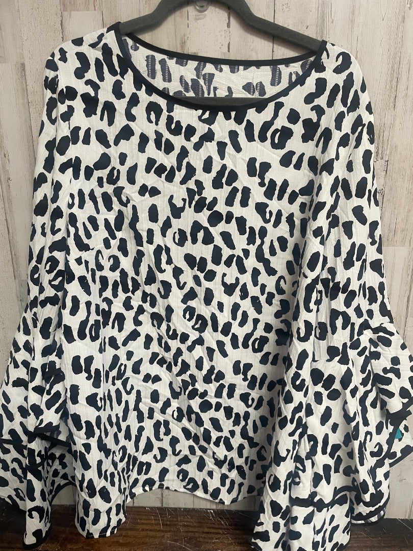 WHITE/BLACK SPOTTED TIER SLEEVE TOP, LADIES 3X