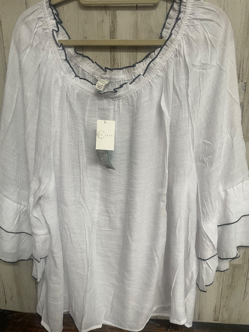 WHITE CATO NEW TIER SLEEVE BLOUSE 26/28, LADIES 3X