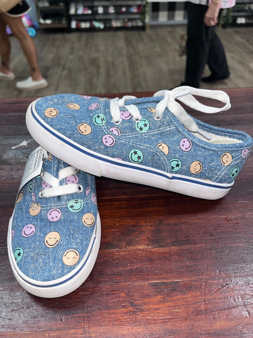 BLUE US SPORTS SMILEY SNEAKERS, SHOES Y1