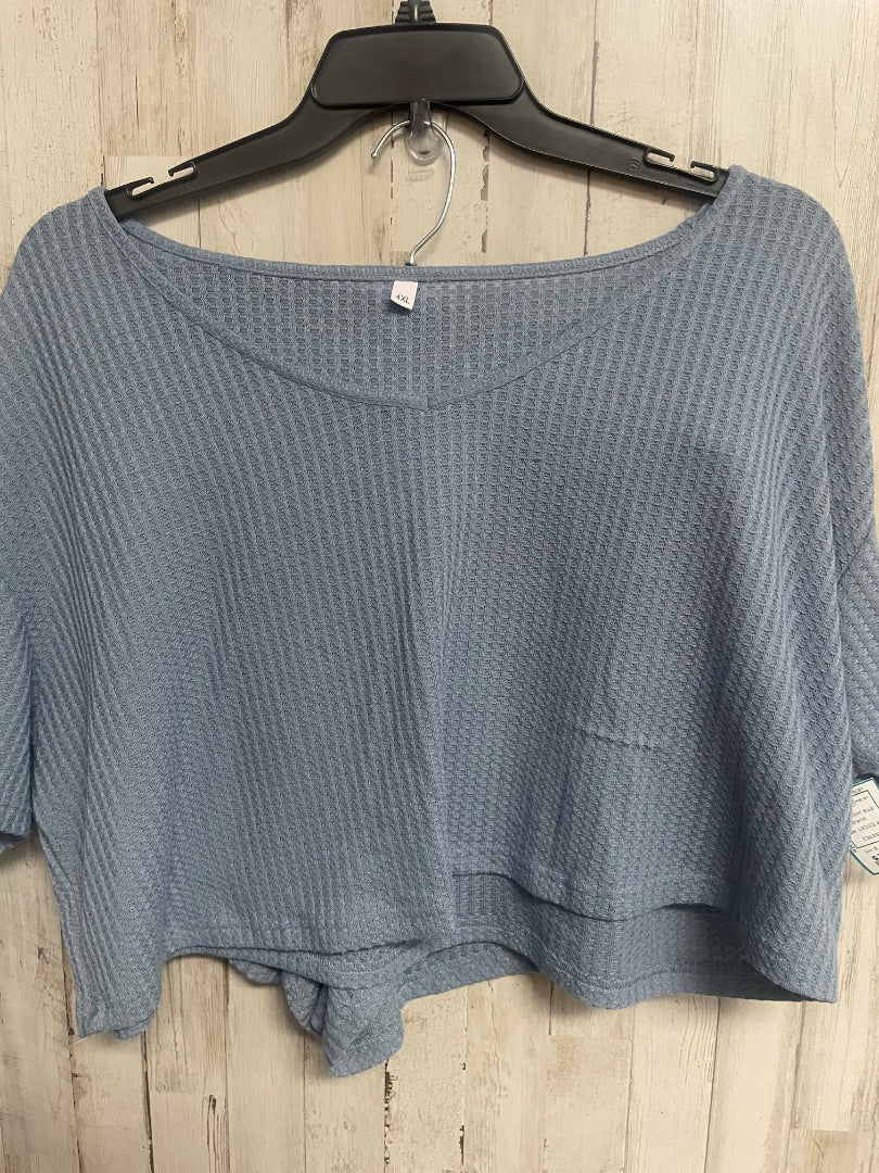 LIGHT BLUE WAFFLE KNIT LOUNGE SET, LADIES 4X