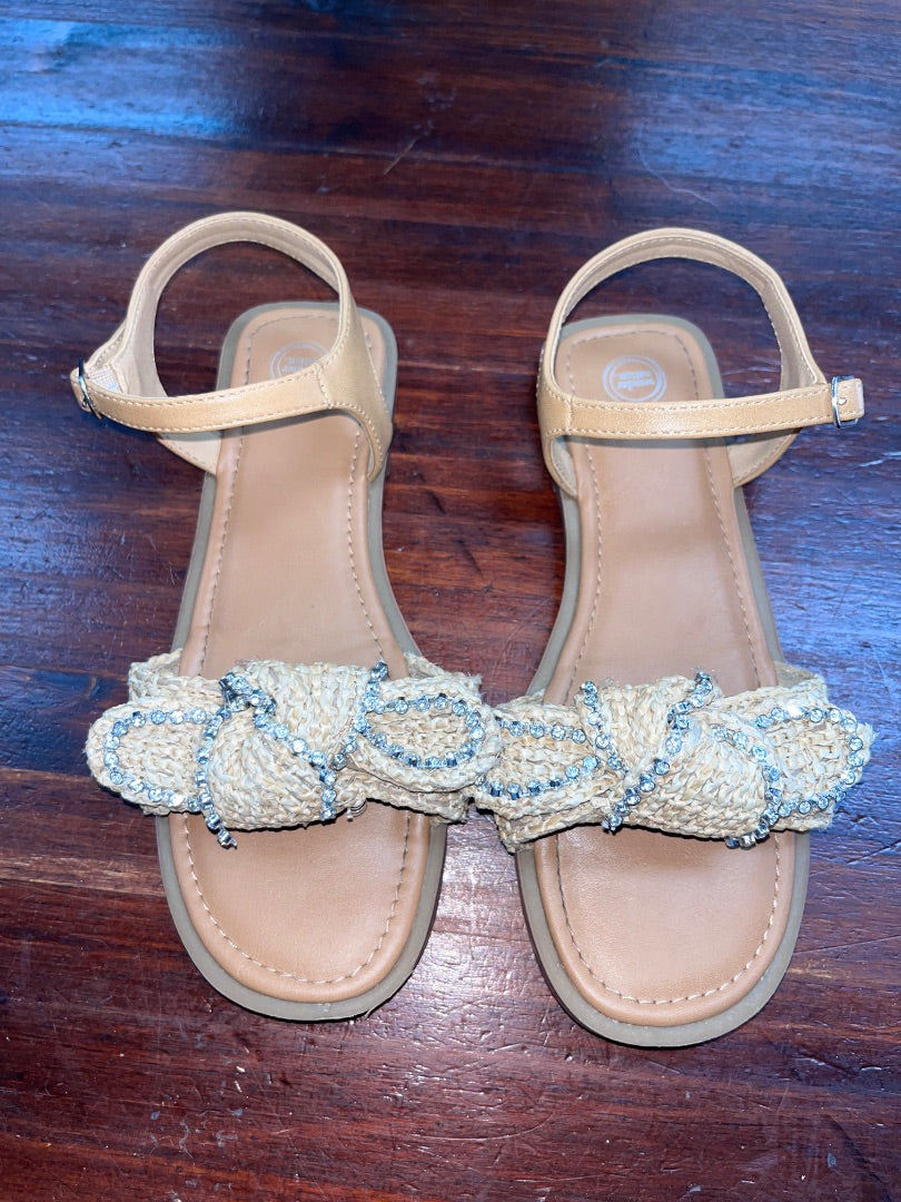 TAN WONDER NATION KNOT STRAP SANDALS, SHOES Y3