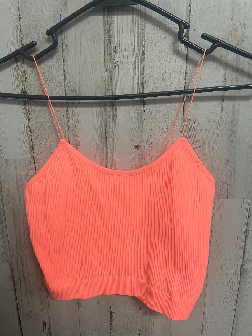 ORANGE RIBBED CROP TANK, LADIES L