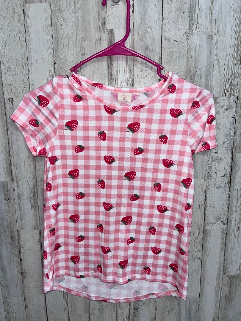 PINK BKIND STRAWBERRY GINGHAM TEE, GIRL 10